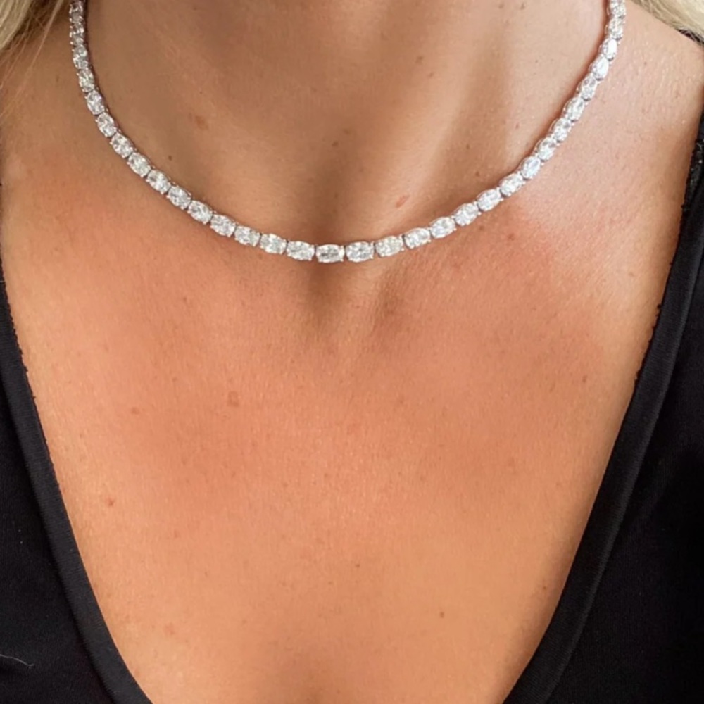 28ct Oval Tennis Necklace